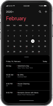 Calendar on mobile device