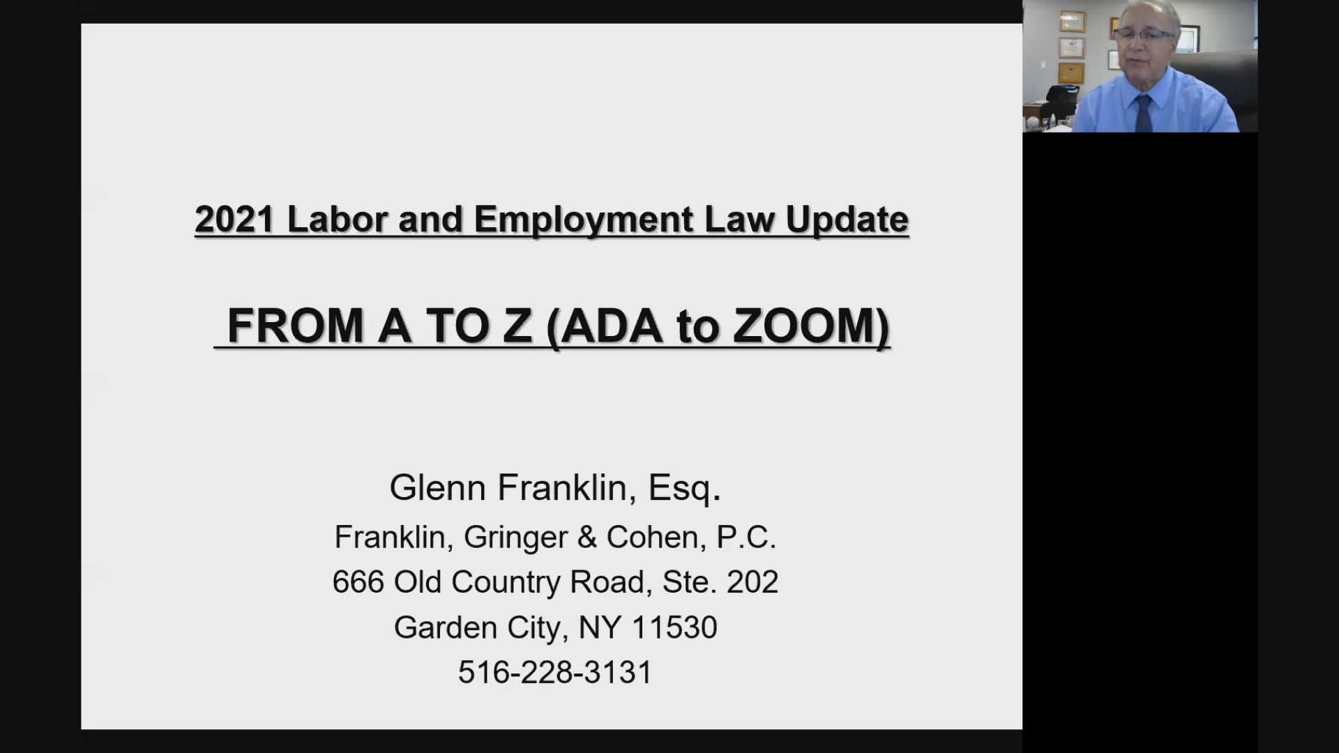 Labor & Employment Update From A-Z: American Disabilities Act  (ADA) to Zoom Calls and Everything in Between Thumbnail